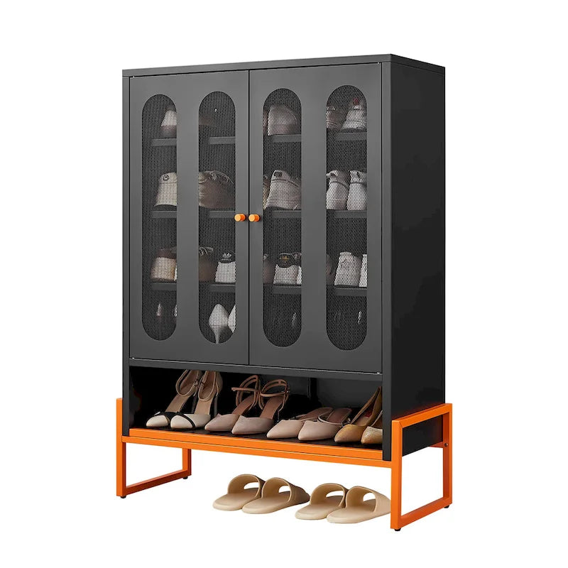 Meuble à chaussures double face de 1,80 m de haut avec cloisons mobiles à double couche et base creuse, conception anti-humidité et antisismique