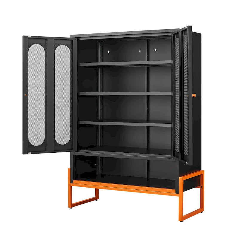 Meuble à chaussures double face de 1,80 m de haut avec cloisons mobiles à double couche et base creuse, conception anti-humidité et antisismique