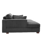Canapé d'angle modulable Sophia 84 W en velours côtelé et méridienne en peluche