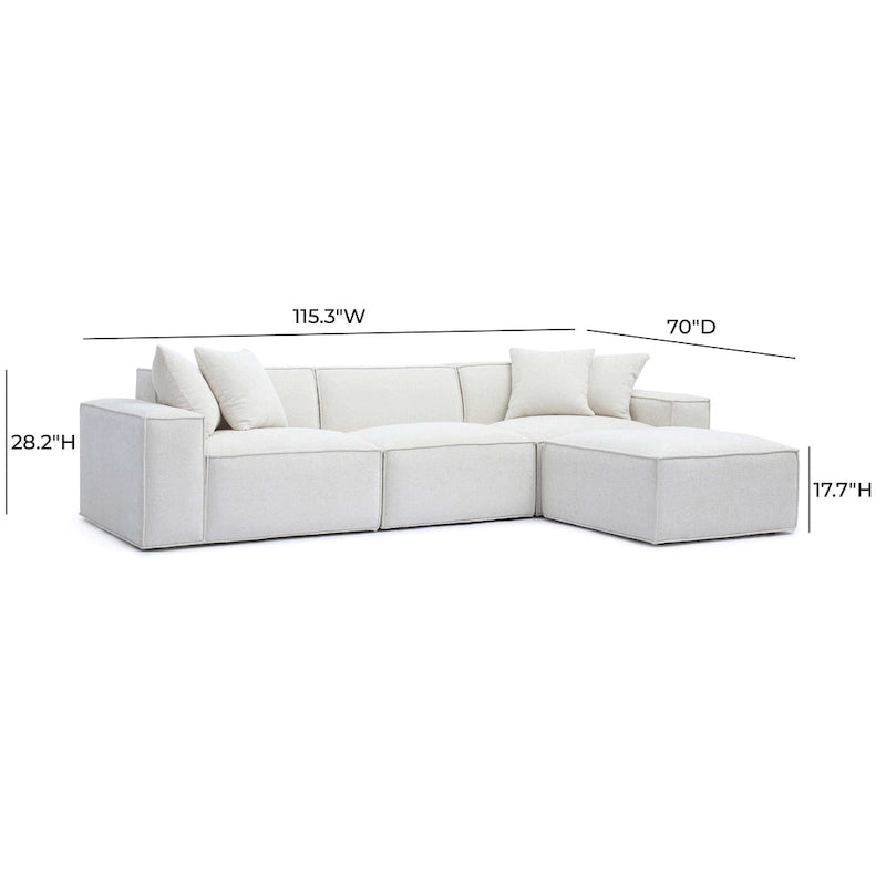 Canapé modulable en chenille Mindy, tissage panier - 115,3 l x 70 P x 28,2 H