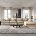 Canapé modulable Cloud avec ottoman, canapé d'angle minimaliste en tissu mélangé de lin pour salon, kaki