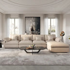 Canapé modulable Cloud avec ottoman, canapé d'angle minimaliste en tissu mélangé de lin pour salon, kaki