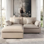 Canapé modulable Cloud avec ottoman, canapé d'angle minimaliste en tissu mélangé de lin pour salon, kaki