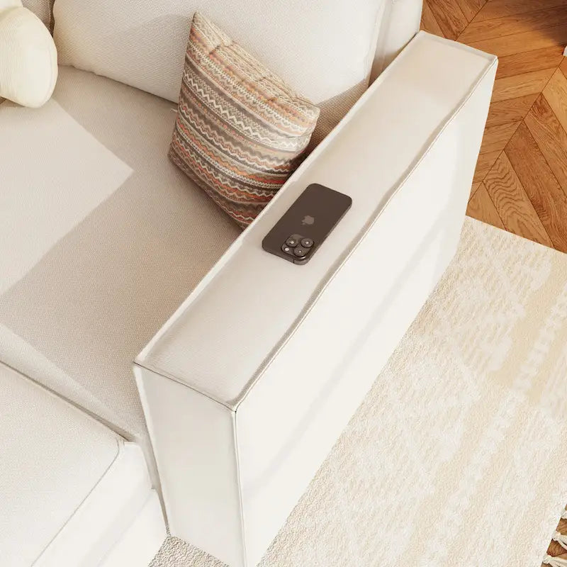 119,68 Canapé d'angle en U en lin 8 places avec pouf de rangement