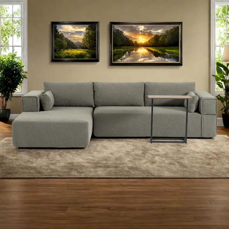 Canapé d'angle modulaire 112 Boucle avec table d'appoint gratuite, design d'assise large et aucun assemblage requis