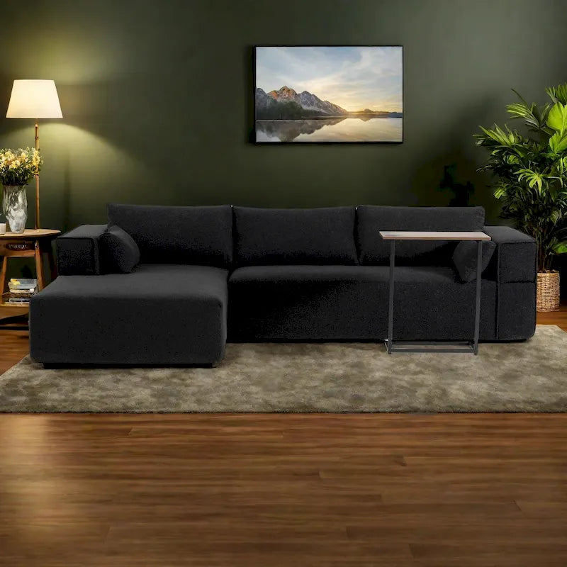 Canapé d'angle modulaire 112 Boucle avec table d'appoint gratuite, design d'assise large et aucun assemblage requis