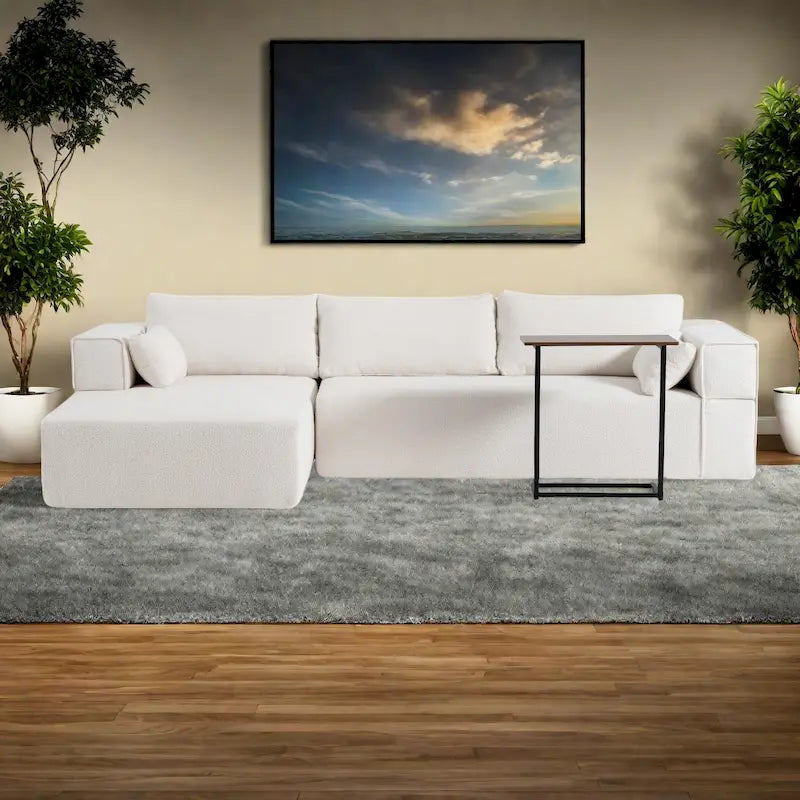 Canapé d'angle modulaire 112 Boucle avec table d'appoint gratuite, design d'assise large et aucun assemblage requis