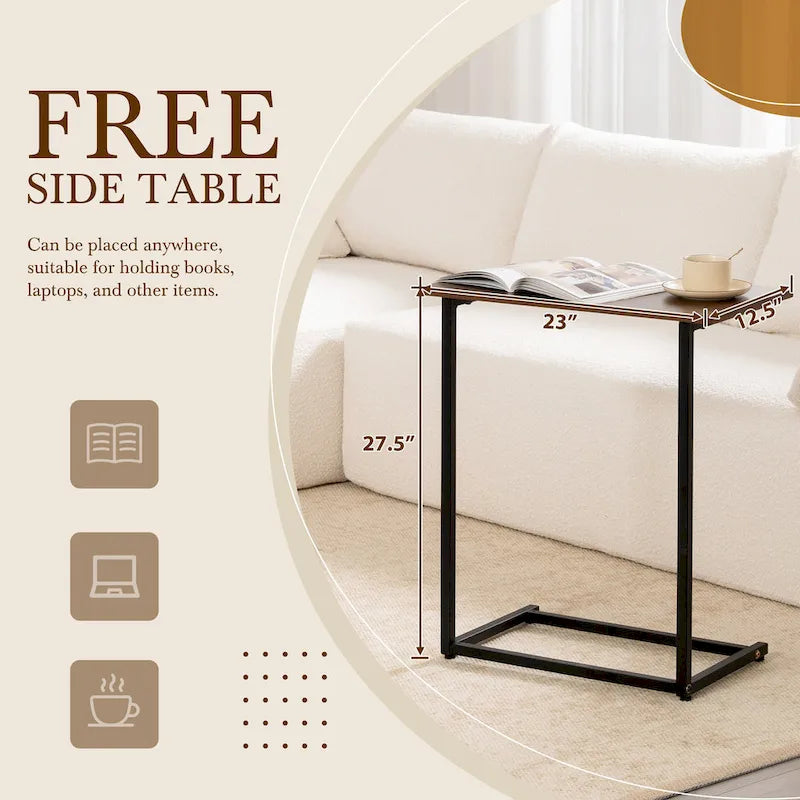 Canapé d'angle modulaire 112 Boucle avec table d'appoint gratuite, design d'assise large et aucun assemblage requis