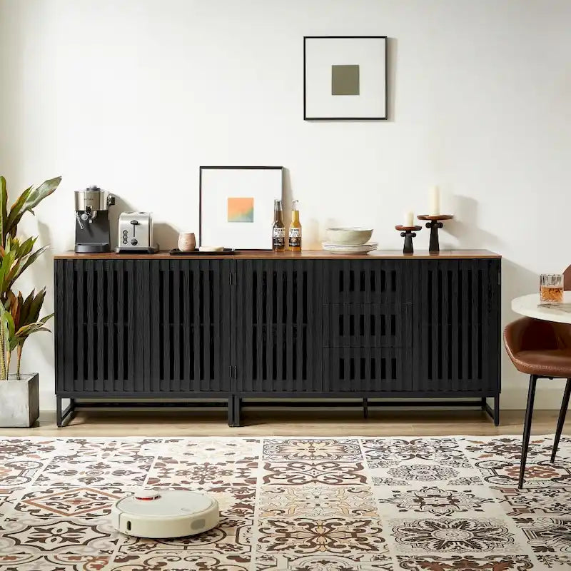 Meuble de rangement moderne avec 3 tiroirs et 4 étagères pour salon, chambre