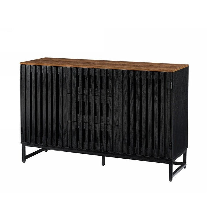 Meuble de rangement moderne avec 3 tiroirs et 4 étagères pour salon, chambre