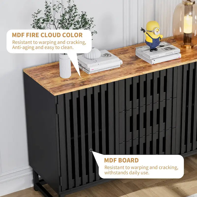 Meuble de rangement moderne avec 3 tiroirs et 4 étagères pour salon, chambre