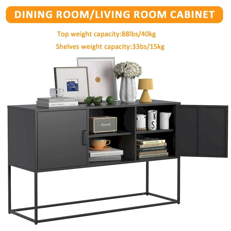 Bahut moderne avec deux portes et étagères de rangement pour salon, chambre, salle à manger