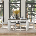 Ensemble de salle à manger 7 pièces en bois avec 6 chaises et table extensible