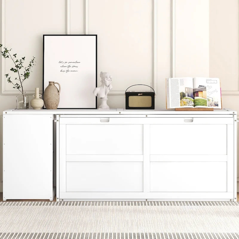 Lit escamotable Queen en bois avec bureau rotatif, armoire pliable