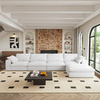 Grand canapé modulaire en duvet pour salon, convertible en lit