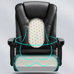 Fauteuil de bureau ergonomique pivotant en cuir noir avec repose-pieds