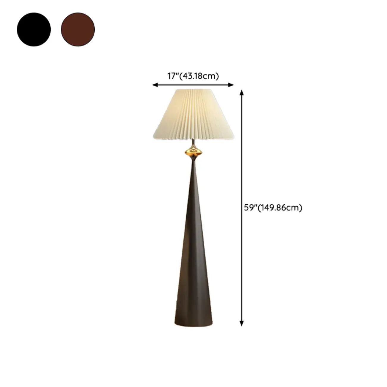 Lampadaire contemporain en métal conique avec abat-jour en tissu