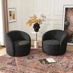 KINWELL Fauteuil d'appoint pivotant rembourré en forme de tonneau, de 86 cm de large (Lot de 2)