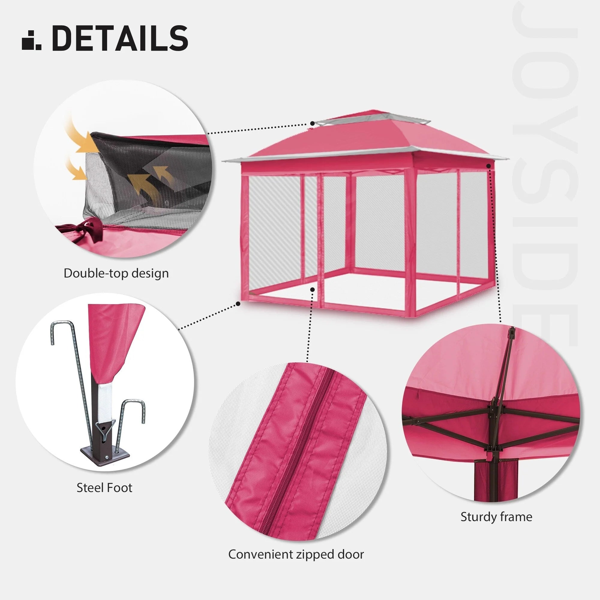 Tonnelle escamotable en acier Cozywor de 3,35 m x 3,35 m avec moustiquaire
