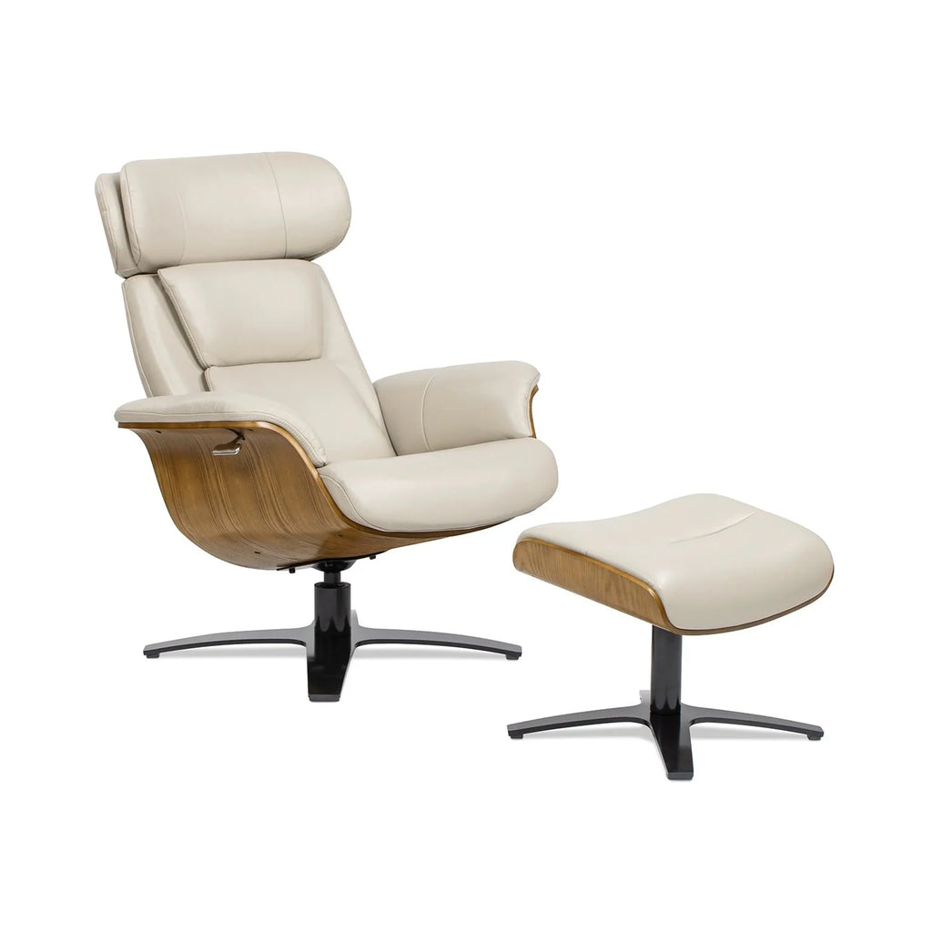 Fauteuil inclinable en cuir véritable Jovan 31.5 avec pouf