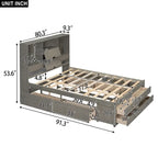 Lit plate-forme King Size avec tête de lit de rangement et 8 tiroirs