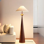 Lampadaire contemporain en métal conique avec abat-jour en tissu