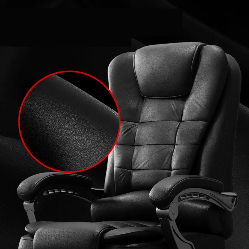 Fauteuil de bureau ergonomique pivotant en cuir noir avec repose-pieds