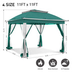 Tonnelle escamotable en acier Cozywor de 3,35 m x 3,35 m avec moustiquaire