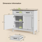 Buffet de cuisine avec 2 tiroirs, meuble de rangement, console de café, meuble d'entrée en bois avec placard à double porte