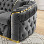 Canapé 3 places 90,6 Velvet avec 2 coussins haute densité, accents dorés et coussins