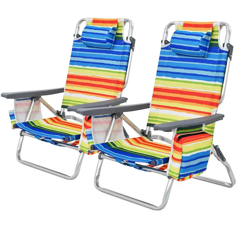 Lot de 4 chaises de plage pliantes de randonnée Costway, 5 positions d'extérieur - Voir détails