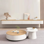Meuble TV flottant contemporain en bois blanc avec tiroirs