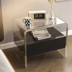 Table de chevet avec tiroirs de rangement en acrylique blanc transparent