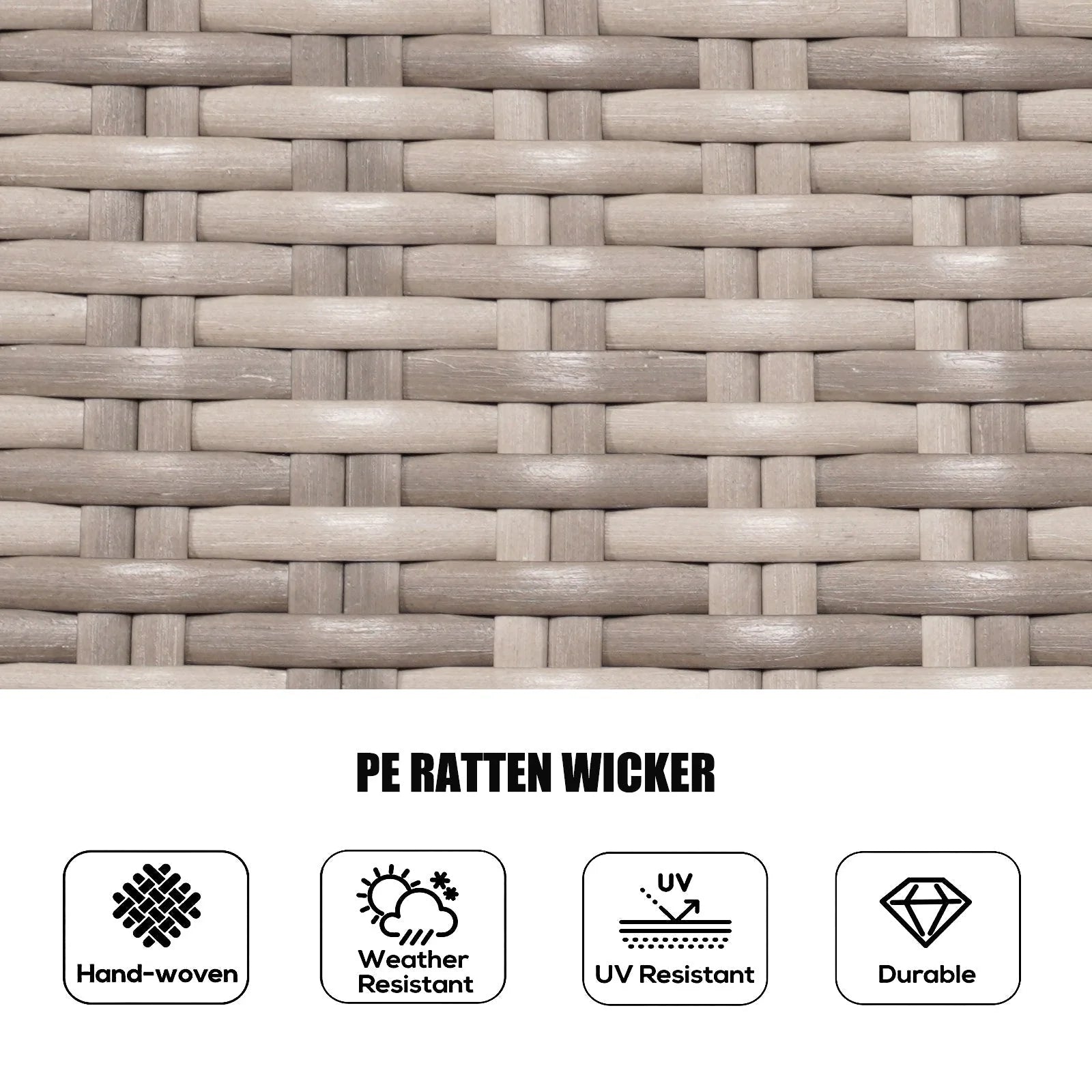 Ensemble de salle à manger rond 7 pièces en rotin tressé d'extérieur avec coussins par Moda Furnishings