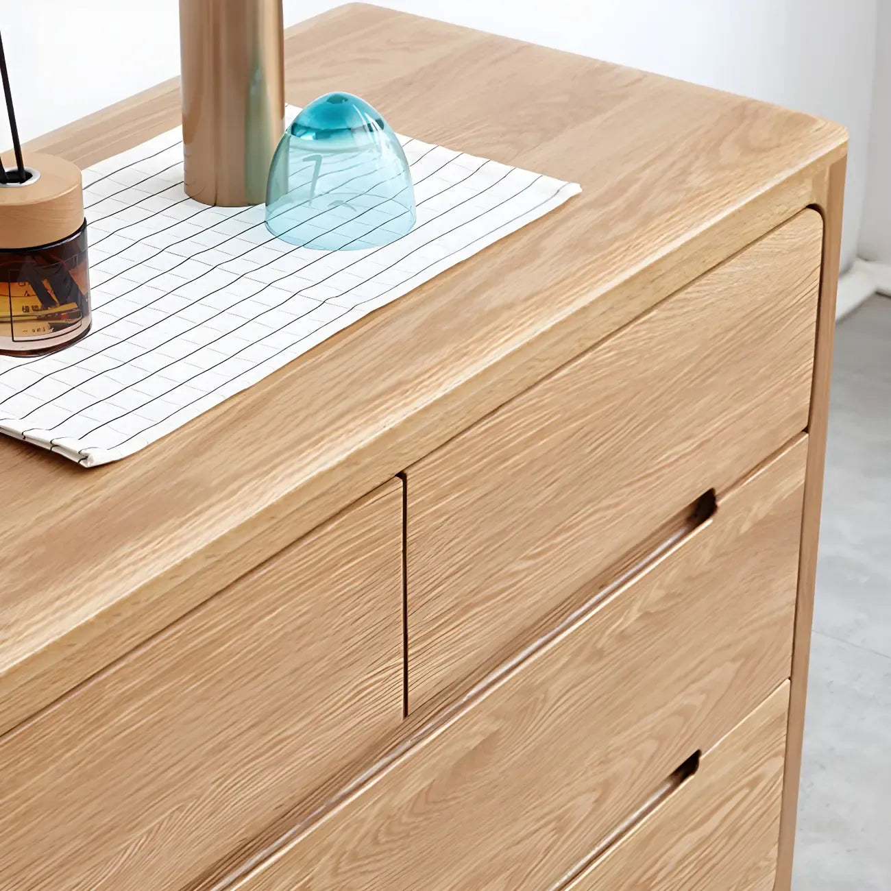 Commode double en chêne naturel traditionnel pour chambre à coucher
