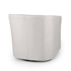 Fauteuil pivotant, style baril rond classique, tissu beige blé