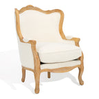 Fauteuil à oreilles Safavieh Couture Kali en chêne et lin naturel - 34 larg. x 34 prof. x 40 haut.