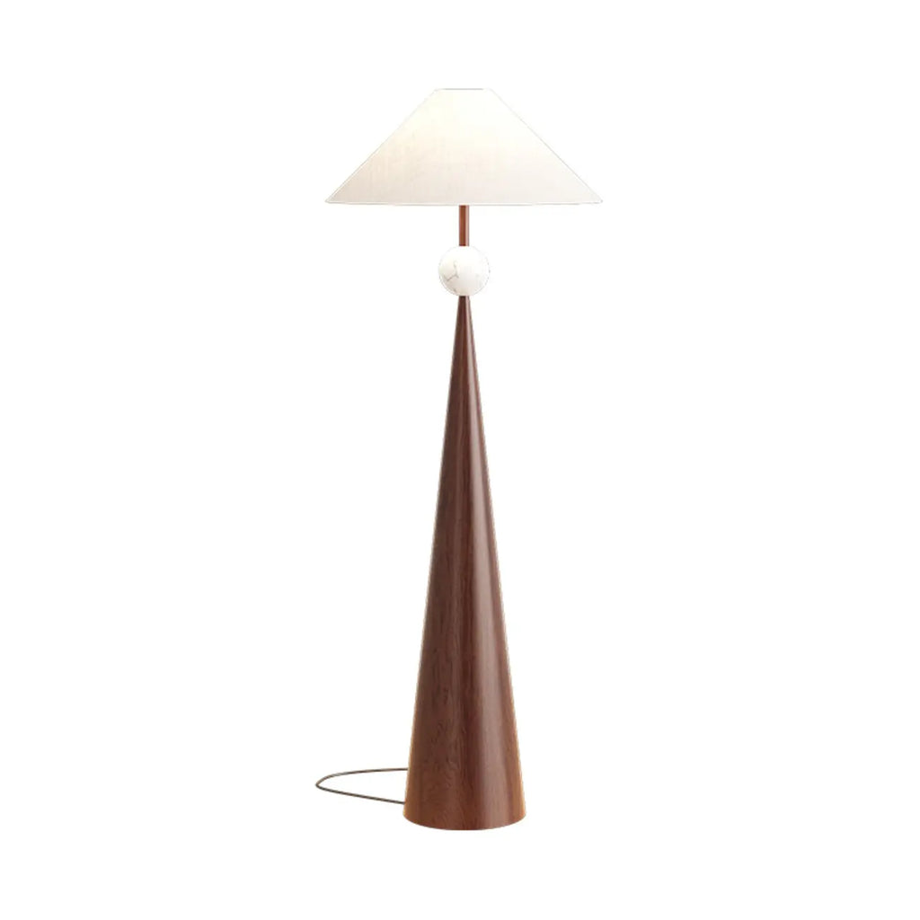 Lampadaire contemporain en métal conique avec abat-jour en tissu