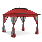 Tonnelle escamotable en acier Cozywor de 3,35 m x 3,35 m avec moustiquaire