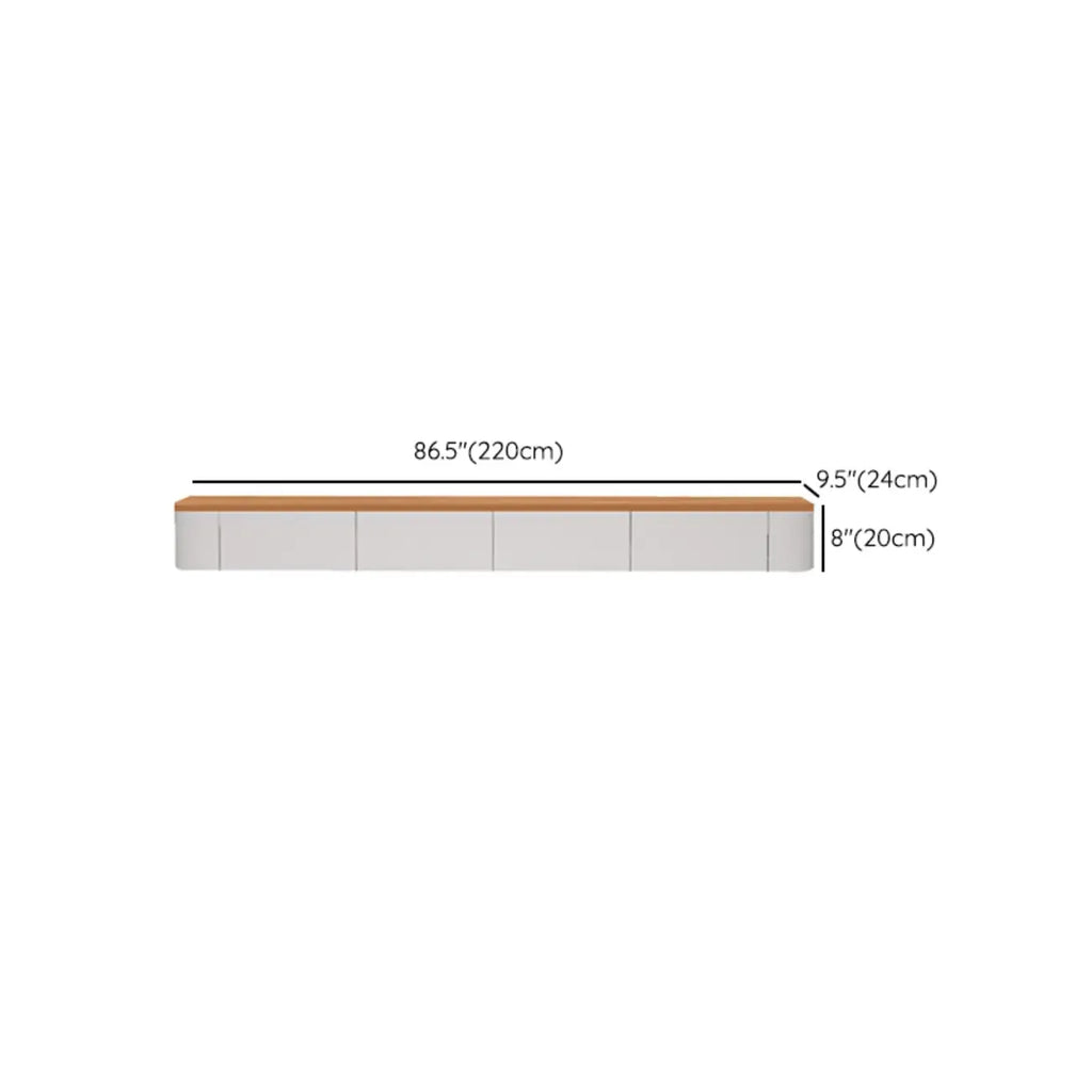 Meuble TV flottant contemporain en bois blanc avec tiroirs