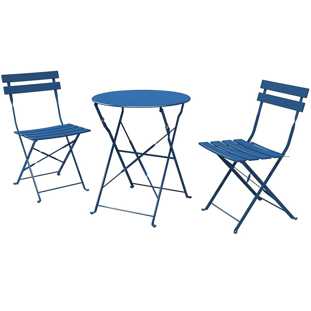 Ensemble bistro pliant 3 pièces en métal, salon de conversation intérieur/extérieur résistant aux intempéries pour patio, cour, jardin
