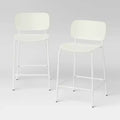 Set of 2, 24" Molded Plastic with Metal Base Counter Height Barstools White - Room Essentials™