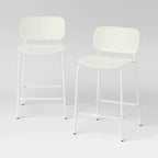 Set of 2, 24" Molded Plastic with Metal Base Counter Height Barstools White - Room Essentials™