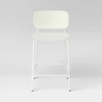Lot de 2 tabourets de bar en plastique moulé de 61 cm avec base en métal, hauteur comptoir, blancs - Room Essentials™