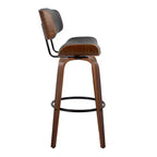 Lot de 2 tabourets de bar Lombardi Noyer/Noir/PU Gris - LumiSource : Mid-Century Modern, hauteur fixe, repose-pieds