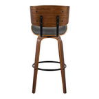 Lot de 2 tabourets de bar Lombardi Noyer/Noir/PU Gris - LumiSource : Mid-Century Modern, hauteur fixe, repose-pieds