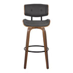 Lot de 2 tabourets de bar Lombardi Noyer/Noir/PU Gris - LumiSource : Mid-Century Modern, hauteur fixe, repose-pieds