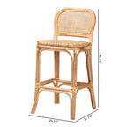 Tabouret de bar Adrena en rotin marron naturel - Baxton Studio : Fait à la main, aucun assemblage requis, style bohème