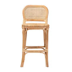 Tabouret de bar Adrena en rotin marron naturel - Baxton Studio : Fait à la main, aucun assemblage requis, style bohème