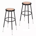 Hampden Furnishings Set of 2 32"-39" Height Adjustable Heavy Duty Steel Accent Barstools Black: Modern Round Frame, 300 lbs Capacity